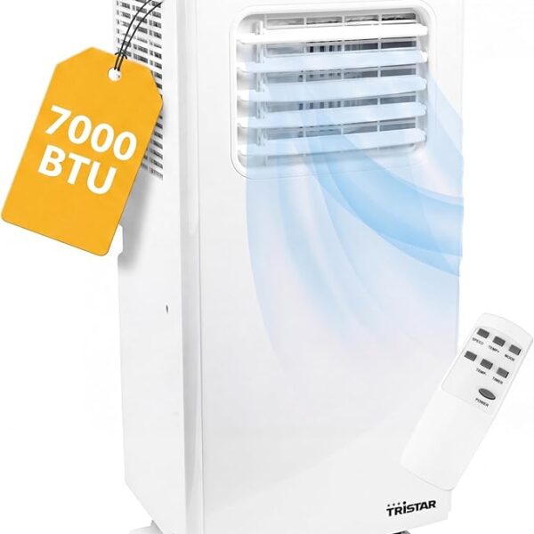 Tristar Climatiseur mobile - 7 000 BTU - 3-en-1 - Déshumidifie, Rafraîchit, Ventile - Jusqu'à 25 m² - Kit pour fenêtre inclus - AC-5478 [Classe énergétique A] [Classe énergétique A]
