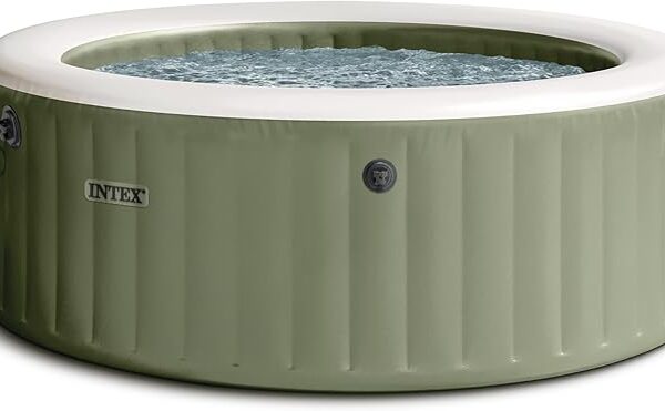 INTEX PureSpa 28425EG Ensemble de Spa Gonflable et Portable avec Housse de Spa économe en énergie, système d'eau salée, 4 Personnes, 195,6 x 71,1 cm